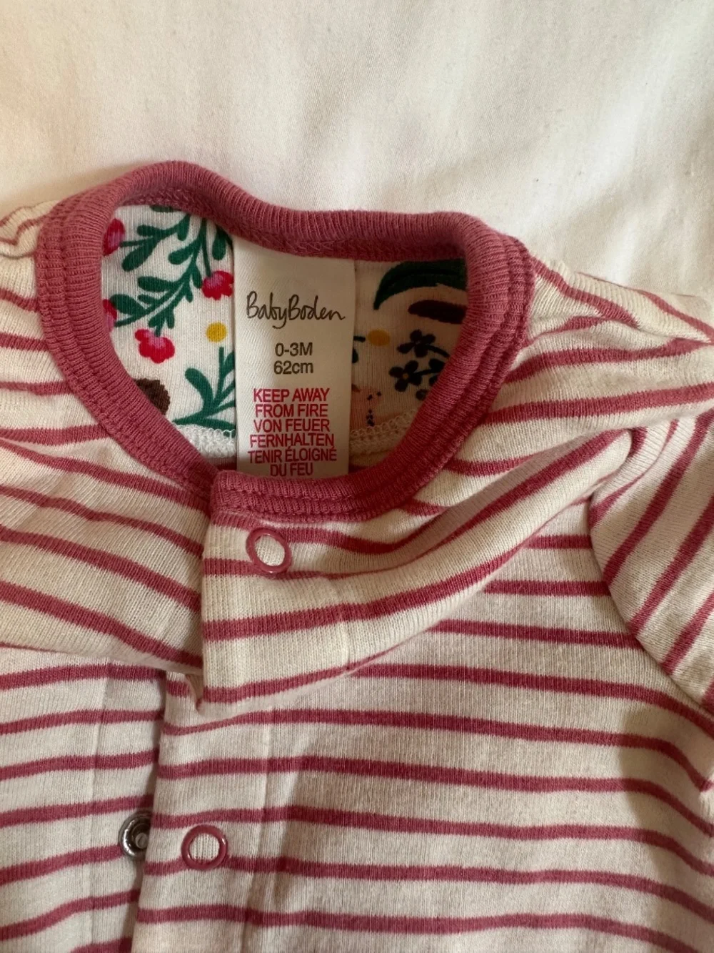 Baby Boden Pink Striped One-Piece 0-3M / 62cm
